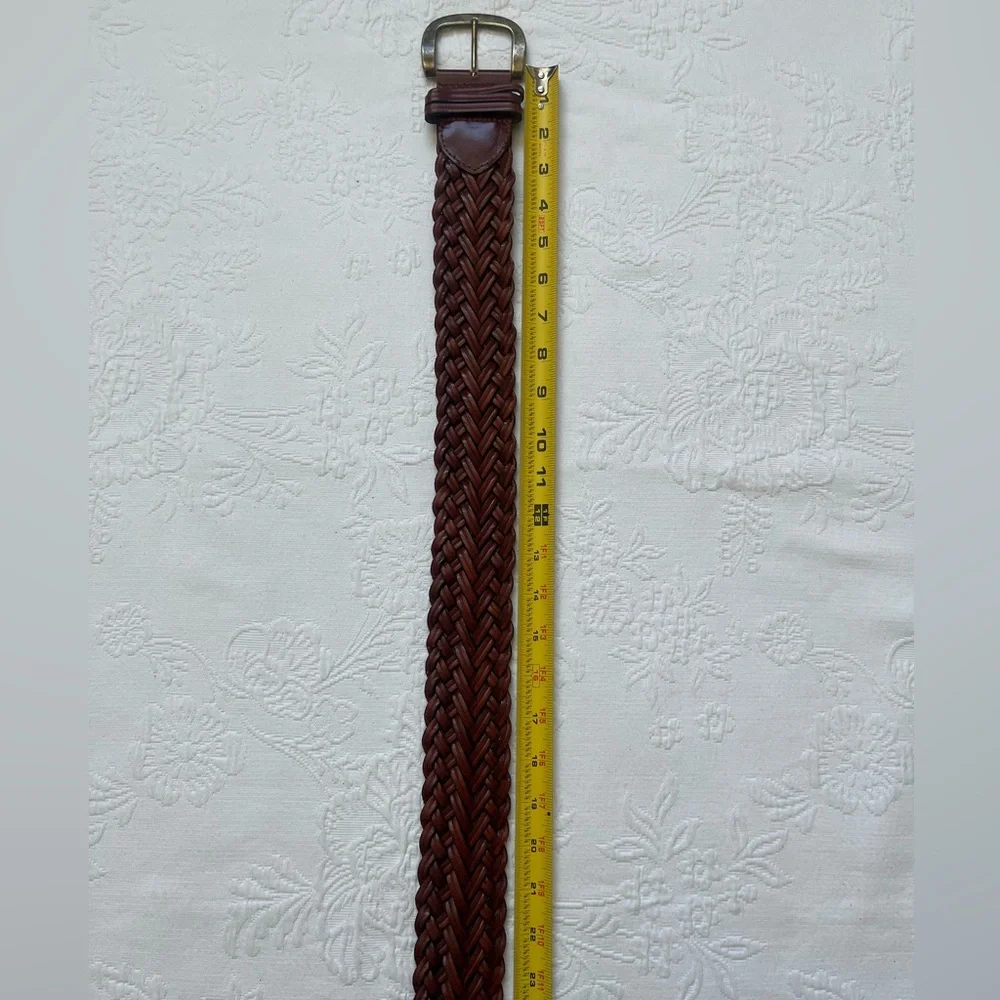 Vintage TALBOTS Women’s Braided Woven Brown Genuine Leather MEDIUM Belt